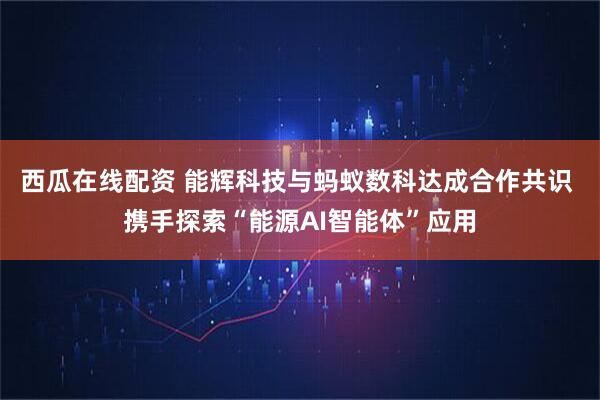 西瓜在线配资 能辉科技与蚂蚁数科达成合作共识 携手探索“能源AI智能体”应用